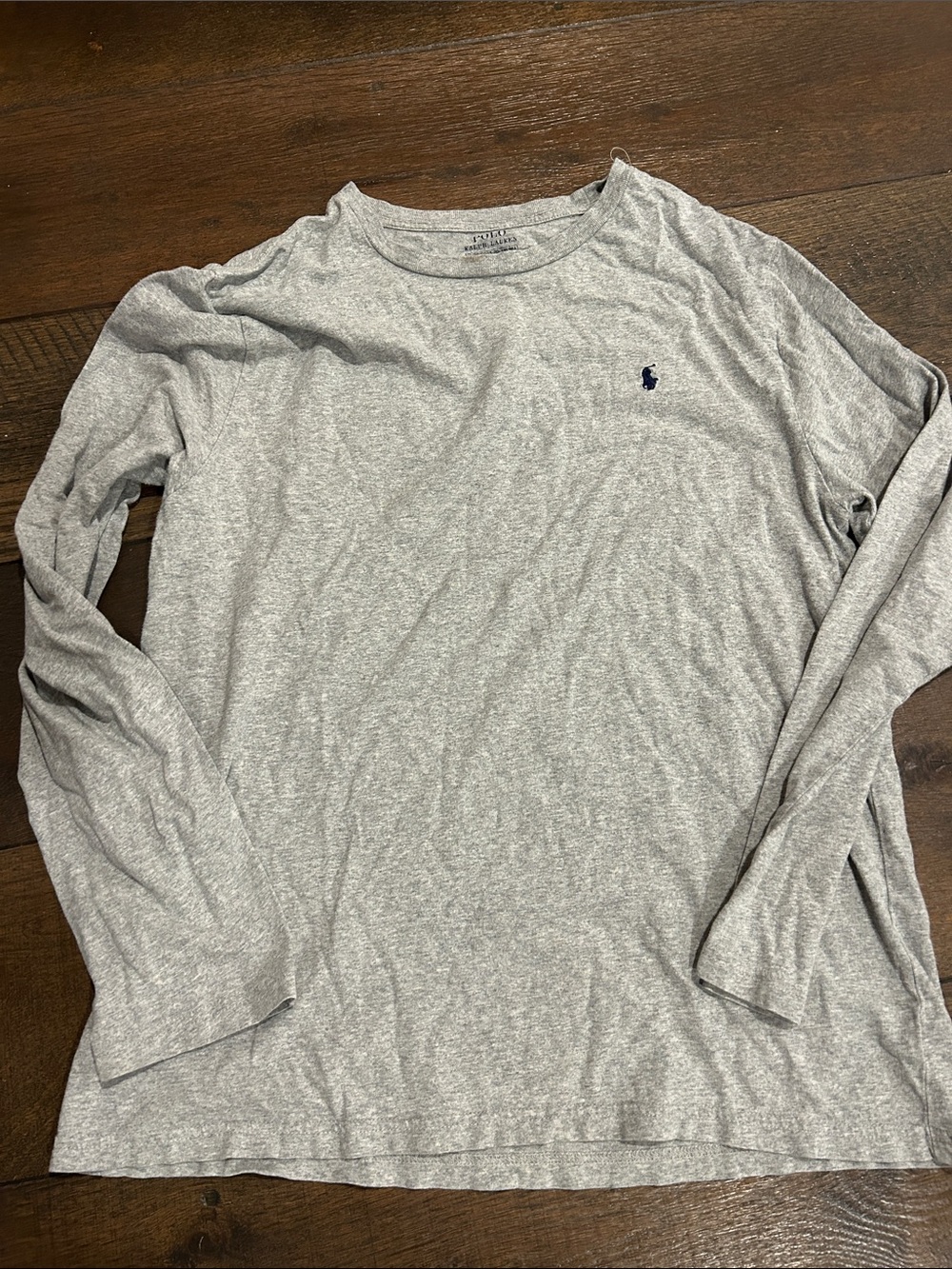 Polo by Ralph Lauren Light Heather Gray Long-Sleeve Crew Tee with Navy Pony